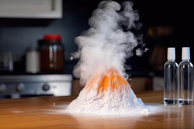 How do you make a volcano erupt without baking soda and vinegar? 