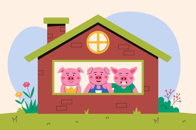 What is the theme of the story of the Three Little Pigs? 
