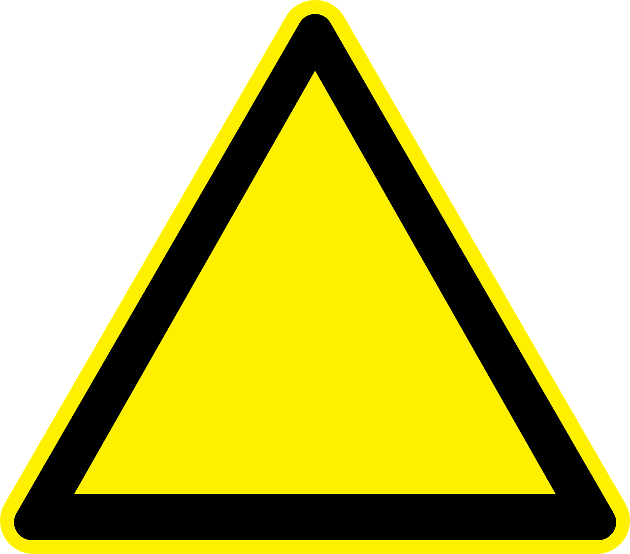 What is a yellow sign with a black triangle? 